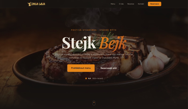 Ukázka webu Stejk Bejk – Vysoké Mýto – Stejkárna