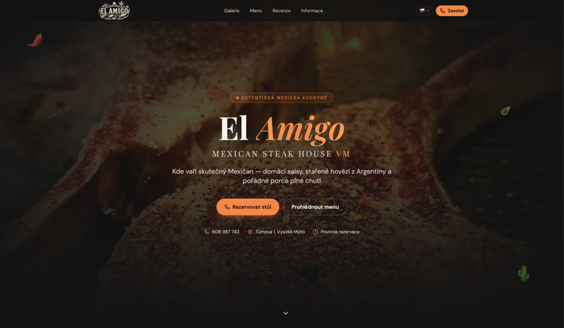 Ukázka webu El Amigo – Mexická Restaurace