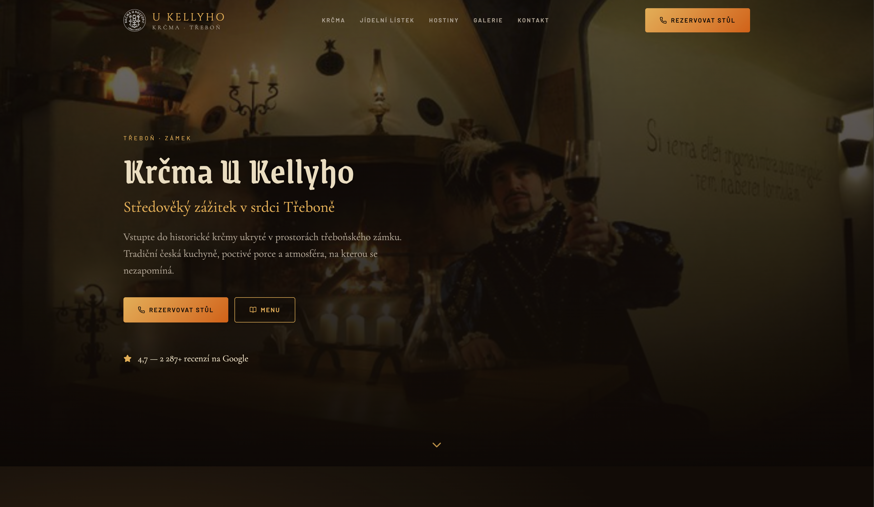 Ukázka webu Krčma u Kellyho – Starověká Krčma