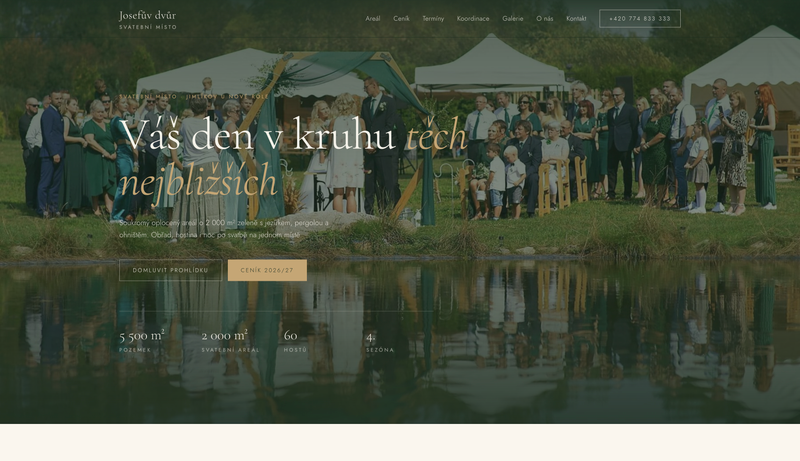 Ukázka webu Josefův Dvůr – Svatební místo