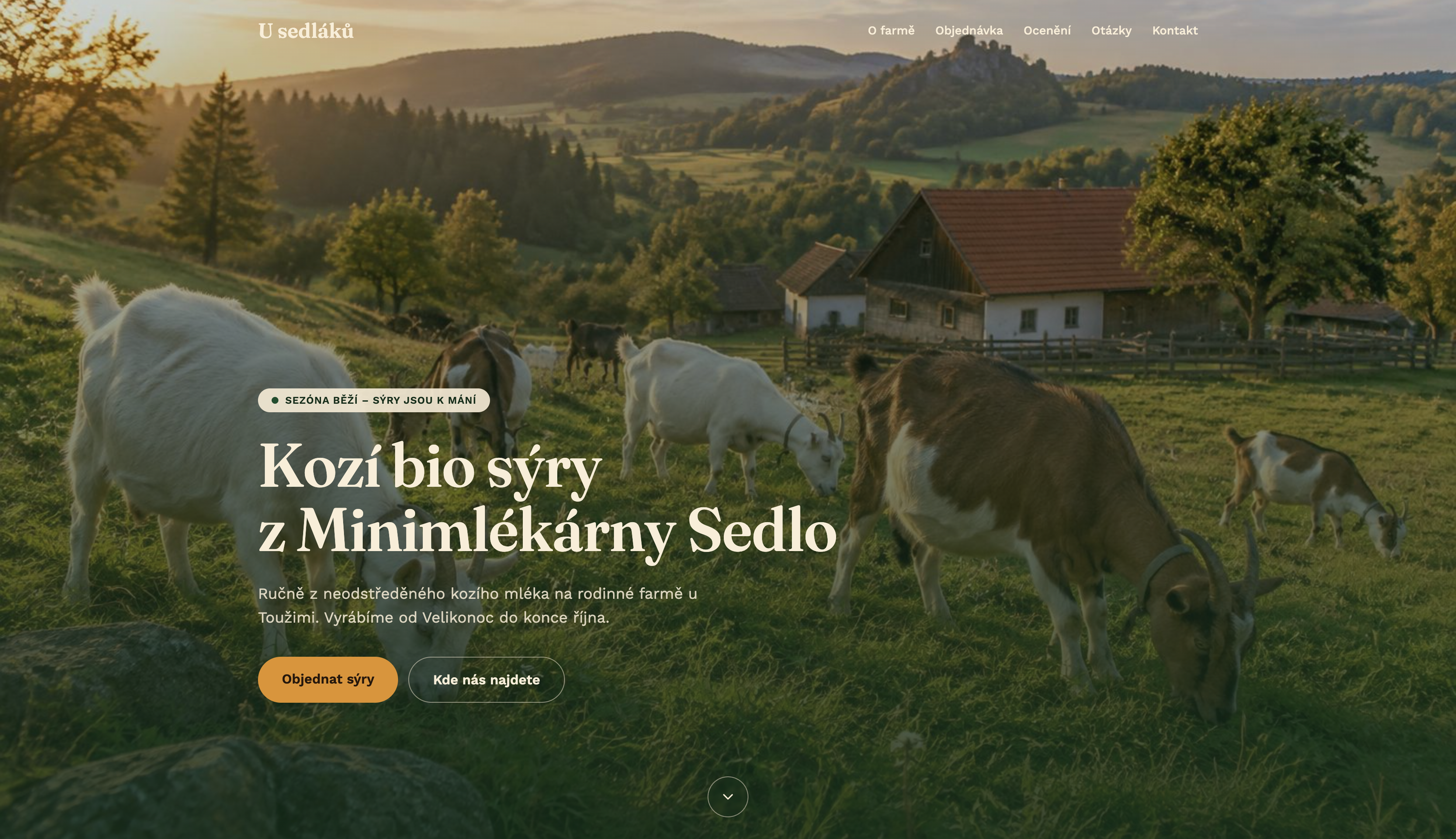 Ukázka webu U Sedláků - brzy spustíme – Minimlékárna Sedlo