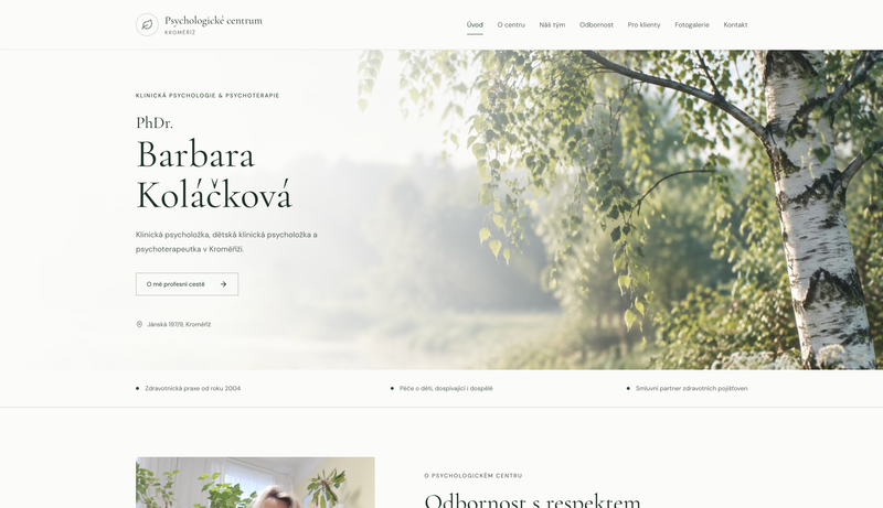 Ukázka webu PhDr. Koláčková - brzy spustíme – Psychologické Centrum