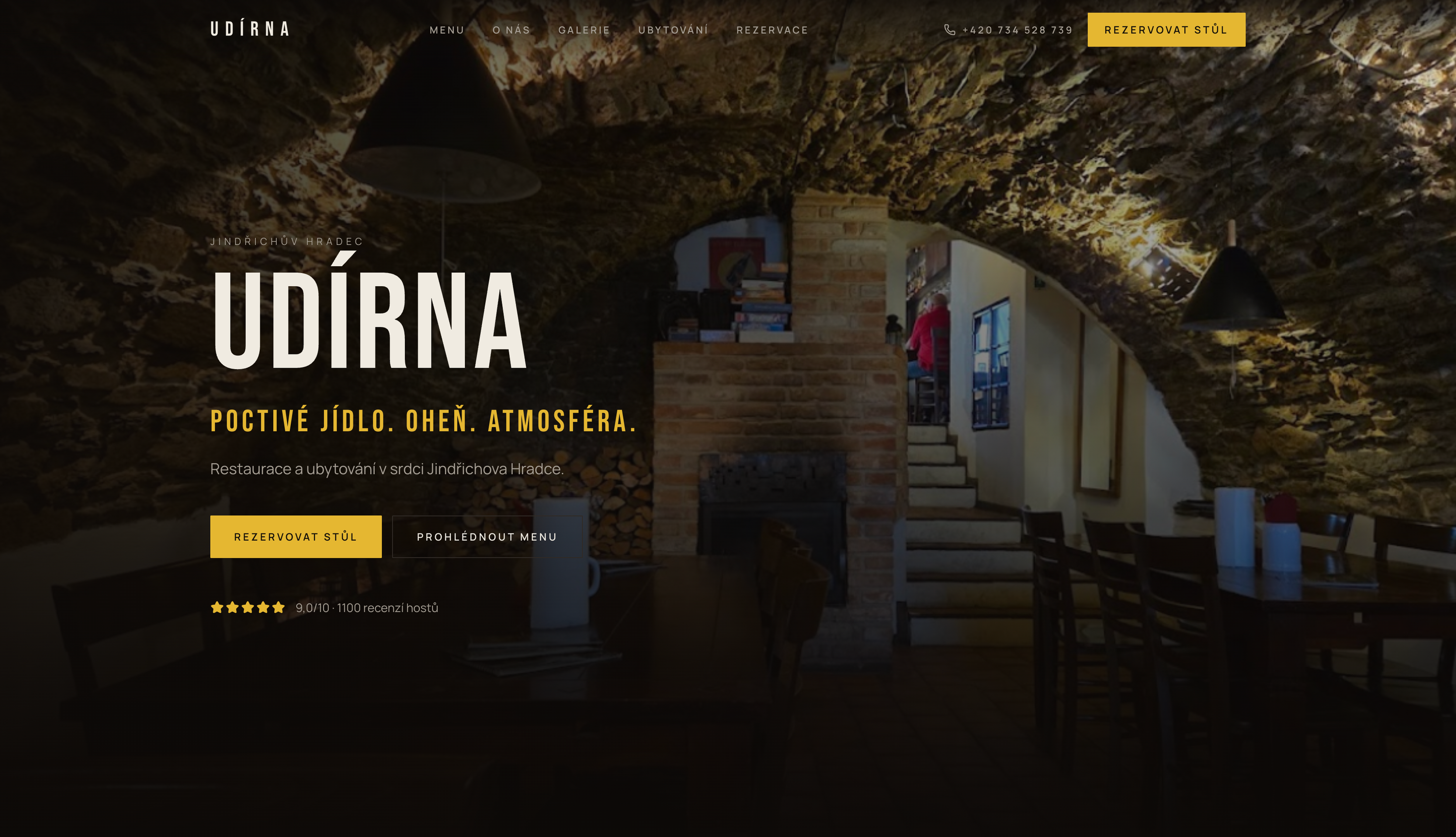 Ukázka webu Udírna Jindřichův Hradec – Restaurace a ubytování
